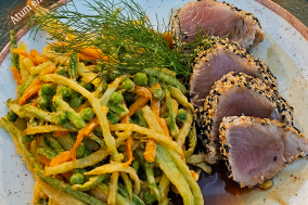 Atum crosta gergelim teriyaki